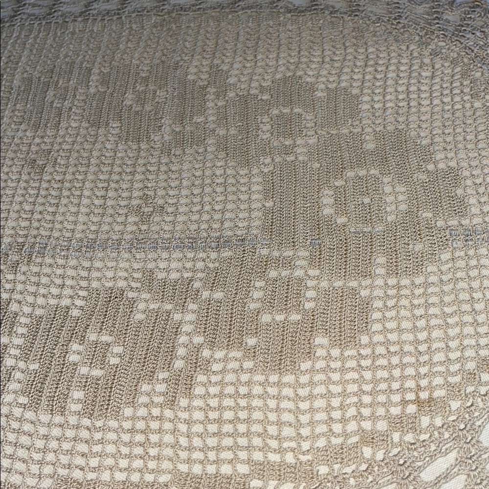 Vintage Handmade Crochet Table Runner in Beige